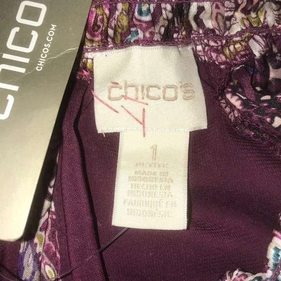 CHICO’S paisley print semi sheer long sleeve mock neck style lined size M/8P - Picture 6 of 11